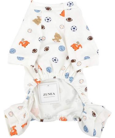 Zweita Little Dog Jumpsuit Pajama - Soft Cotton Puppy Romper with Bear Football Print - Adorable Four-Legged PJs for Cats & Dogs (Size M Pack of 1) - Buy Online on GoSupps.com