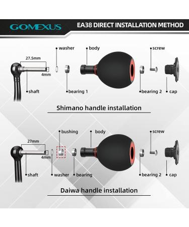 GOMEXUS Power Knob for Shimano Stradic Ci4+ Daiwa Tatula LT Spinning Reel - 38mm Black Red EVA Round Handle Replacement - Direct Fitment - Buy Online on GoSupps.com