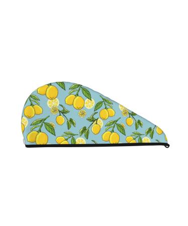 Hair Towel Wrap Hair Drying Towel with Button Towel Turban Head Towel to Dry Hair Quickly (Lemon)