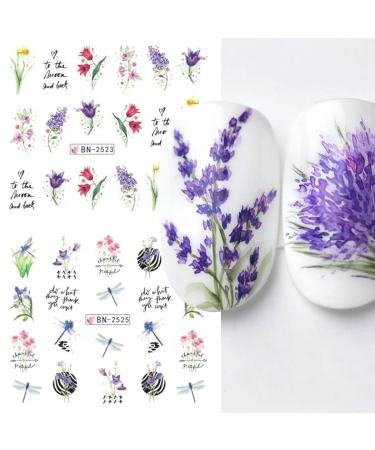 Spring Flower Water Transfer Nail Stickers - Butterfly & Dragonfly Decals for Acrylic Nails - Floral Design for Women - Nail Decorations & Supplies - Buy Online on GoSupps.com