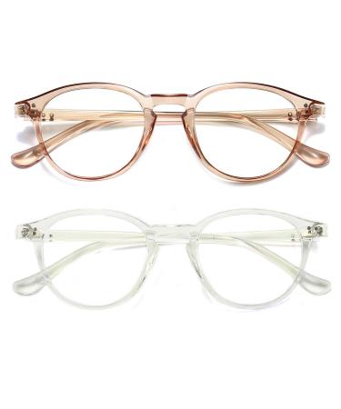 Dollger blue light filter glasses computer glasses without presumption anti-blue light Classic round frame gaming glasses for women men black transparent and transparent tea