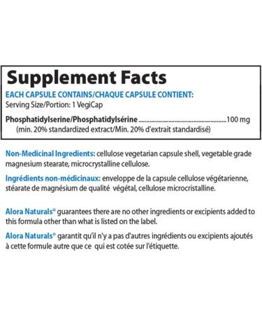Alora Naturals - Phosphatidylserine 100 mg - an essential fatty acid that helps improve memory and cognitive function - 90 Vegetarian Capsules - Buy Online on GoSupps.com