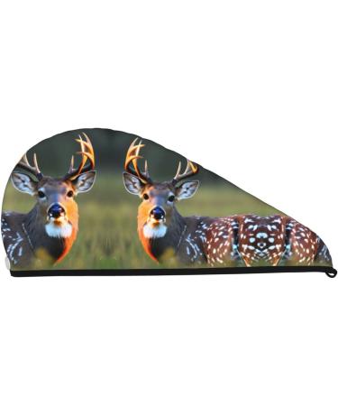 Cute Deer Coral Velvet Dry Hair Cap - Unisex Wet Towel Wrap for Bathroom Pool Party Beach & Home | International Shipping Available - Buy Online on GoSupps.com
