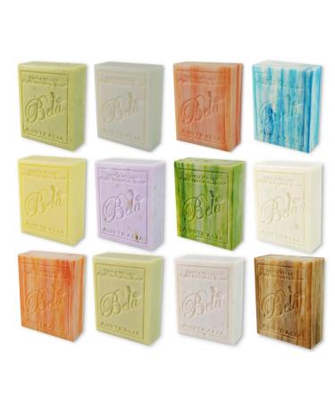 Bela Assorted Natural Ingredient Soap Bars Triple-French Milled Moisturizing Natural Soap Bars Sulfate Free (93g) 3.3 oz each - 12 Pack - Buy Online on GoSupps.com
