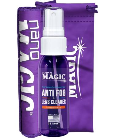 Nano Magic Anti-fog & Lens Cleaner Spray Kit - Ultimate Clear Vision Products for Lenses, Glasses, Googles, 2-in-1 Anti Fog & Lens Cleaner Spray (1 oz), 1 Microfiber Cloth, & 1 Microfiber Travel Pouch