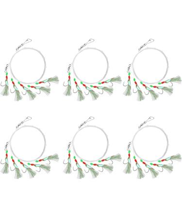 Luroad Mackerel Feather Rigs with Bright Pearls - Bionic Insect Bait for Mackerel Herring Perch | 6 Fluo Sizes (12 16 18) - International Shipping Available - Buy Online on GoSupps.com
