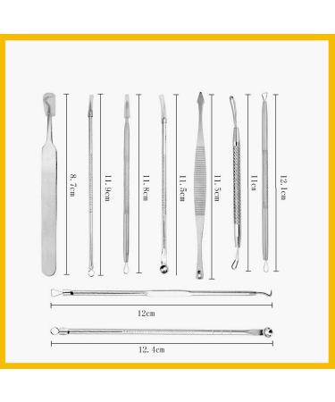 JOLIFILE Pimple Popper Tool 9PCs Spot Popper Comedone Blackhead Remover Kits with Curved Tweezers and Pimple Popper Spot Remover for Facial Skin 9 Count (Pack of 1) - Buy Online on GoSupps.com