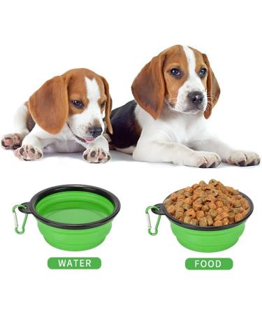 Buy Collaborative Dog Bowl & Collapsible Water Bowl for Cats & Dogs - Portable 350ml Green Bowl with Carabiner - Buy Online on GoSupps.com