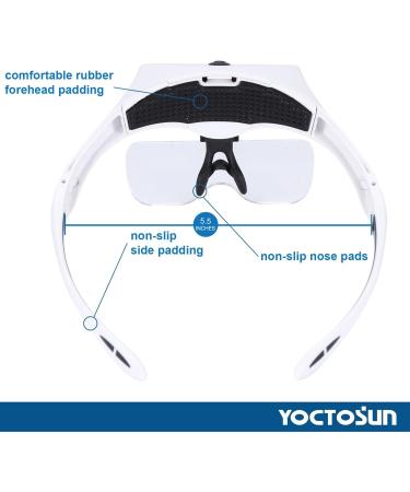YOCTOSUN Magnifying Glasses with 4 LED Lights Headband Magnifier with 5 Detachable Lenses 1X 1.5X 2X 2.5X 3.5X Rechargeable Hands Free Lighted Head Magnifier Glass for Crafts - White - 13.1 Oz - Buy Online on GoSupps.com