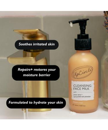UpCircle Cleansing Face Milk with Aloe Vera & Oat Powder - Vegan Cruelty-Free Skin Repair & Nourishment - 4.05oz - Buy Online on GoSupps.com