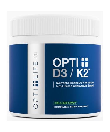 Opti + D3/K2 Supplement | Bone Health Cardiovascular Wellness and Immune Support* Supplement | Vitamin D3 K2 Daily Support | 120 Capsules/120 Servings