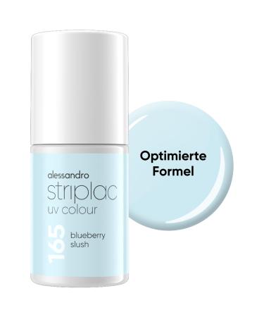alessandro Striplac UV nail polish Blueberry Slush opaque and scratch resistant up to 15 days easy to apply gentle removal technology vegan pastel blue 65 ml
