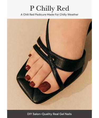 ohora P Chilly Red Semi Cured Gel Nail Strips - Salon-Quality, Long Lasting, Easy to Apply & Remove | Works with Any Nail Lamps - Includes Prep Pads, Nail File & Wooden Stick - Buy Online on GoSupps.com