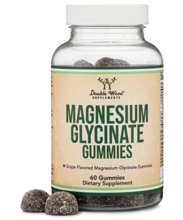 Magnesium Glycinate Gummies (400mg per Serving 30 Day Supply Grape Flavored) High Absorption Magnesium Supplement for Adults or Kids by Double Wood Supplements