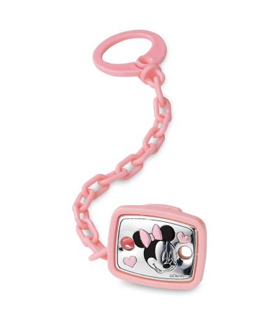 Disney Baby - Schnuller Clip with chain - silver details - perfect as a gift idea for baptism or birthday - Minnie Maus Design Minie Maus 1 Unit (Confezione da 1)