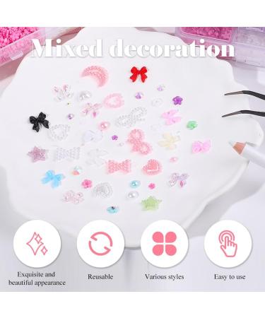 Nail Art 1000 Pieces Charms and Beads Nail Bows Charm Star Heart Moon Cute Nail Jewels for DIY Decoration - Buy Online on GoSupps.com