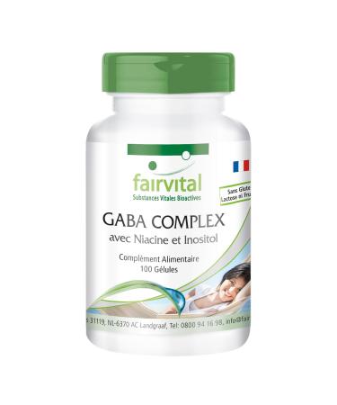 Fairvital | GABA COMPLEX - with 1200mg of Inositol, 400mg of Vitamin B3 & 200mg of GABA per daily dose - 50 days - VEGAN - Highly dosed - 100 caps - with niacin and inositol