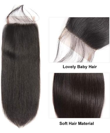 Human Hair Closure Straight Lace Closure Free Part 100% Unprocessed Brazilian Virgin Human Hair 4x4 Lace Closure with Baby Hair Bleached Knots Natural Black Color 16 inch - Buy Online on GoSupps.com