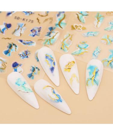 5D Marble Nail Art Stickers Decals - Blooming Smoke Design, Self-Adhesive Golden Wave Stripe Line - Nail DIY Decoration Supplies for Women - Buy Online on GoSupps.com