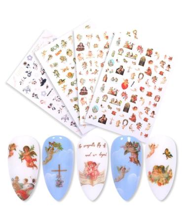 Decor Water Transfer Stickers Nail Art Decoration Flower And Leaf Pattern 3D Nail Art Sticker Nail Decal Stickers Angel Pattern Stickers