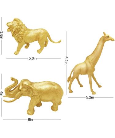 12PCS Metallic Gold Plastic Animal Figurines - Jumbo Safari Zoo Figures for Baby Shower Decor & Party - Elephant, Lion, Giraffe and More - Buy Online on GoSupps.com