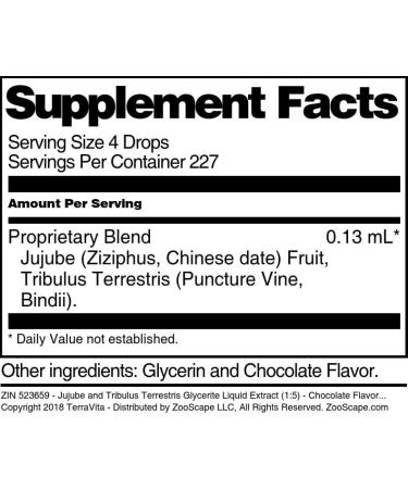 Jujube and Tribulus Terrestris Glycerite Liquid Extract (1:5) - Chocolate Flavored (1 oz ZIN: 523659) - Buy Online on GoSupps.com