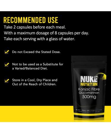 Nuke Nutrition Glucomannan Capsules - 180 Capsules - High Fibre Supplement for Healthy Cholesterol - Konjac Fibre - 1 Pack - Buy Online on GoSupps.com