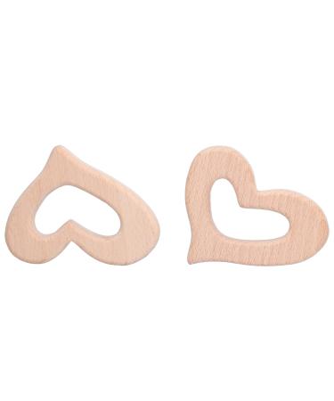 Ozgkee 5Pcs DIY Baby Wooden Teether Toy Heart Shaped Polished Necklace Pendant Art Craft Accessories