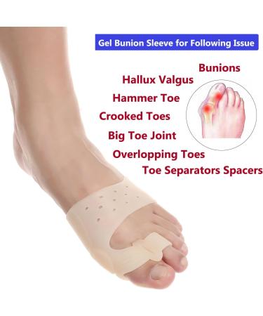 Autpro Gel Bunion Corrector (2 Pairs) - Pain Relief Bunion Splint with Metatarsal Pads for Women and Men - Beige - Buy Online on GoSupps.com