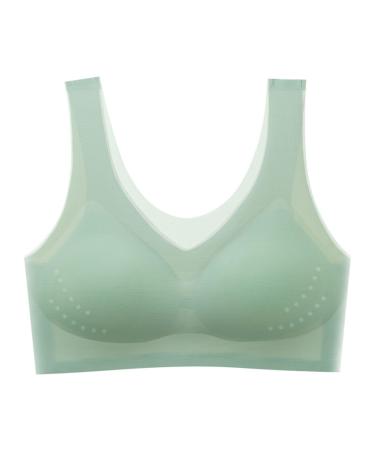 Women Bustier Ultra-V nden Eisseiden-BH.Summer convenient seamless ice skating bra.Ultra-thin ice skating-bra bikini women green 4xl