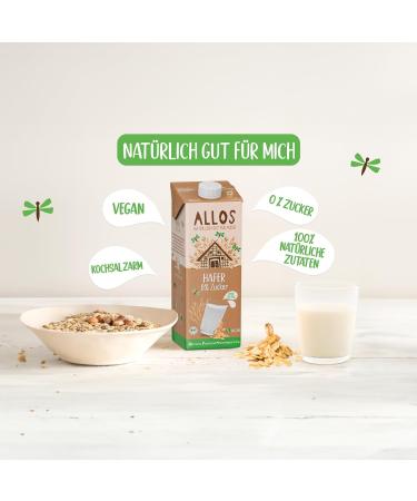 Allos Organic Unsweetened Oat Drink | Vegan Sugar-Free Plant-Based Milk Alternative | 1 Liter (Pack of 6) - Buy Online on GoSupps.com