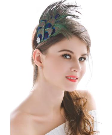 Handmade Peacock Feather Headband | Boho Rhinestone Hippie Accessory for Women & Girls - International Shipping Available - Buy Online on GoSupps.com
