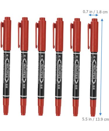 Angoily 6pcs Waterproof Eyeliner Dual Tip Markers Marker Pens Eyebrow Pencil Double Head Leather Pen 13.9x1.8cm Red - Buy Online on GoSupps.com