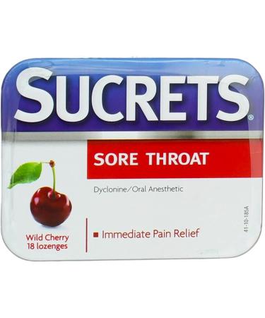 Sucrets Sore Throat Lozenges | Wild Cherry Flavor | 18 Count Each | Pack of 5