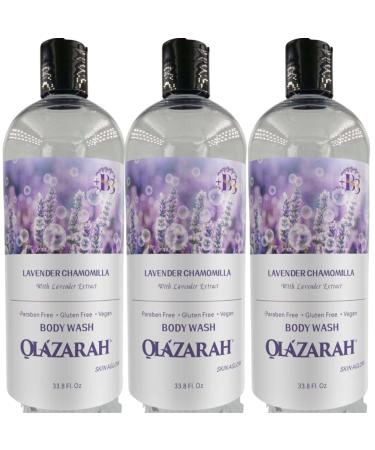 Lavender Chamomilla Body Wash for Women and Men - Nourishing & Moisturizing - All Skin Types - Paraben-Free Vegan (Lot of 3)