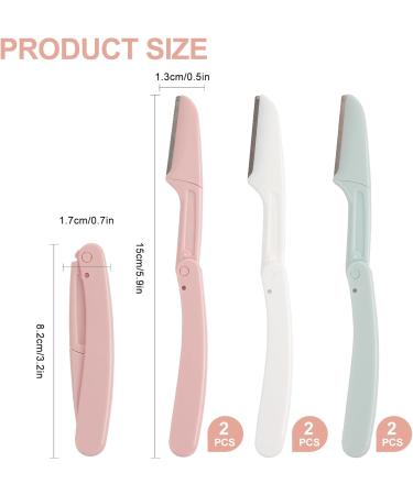 6-Piece Eyebrow Razor Set Foldable Trimmers for Face & Body | Green White Pink | Ideal for Women - Buy Online on GoSupps.com