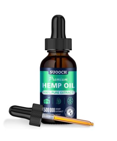 SUOOCH Hemp Oil Organic -Maximum Strength 100% Natural Drops Lemon Flavor(1-Pack)