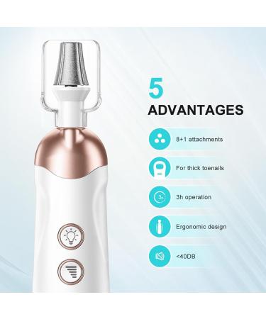 COSLUS 5 in 1 Professional Manicure Pedicure Kit | Electric Nail File Set & Toenail Grinder - 5 Speed Cordless Nail Drill for Thick Nails Cuticles & More for Women Men Baby & Pets - Bright White - Buy Online on GoSupps.com