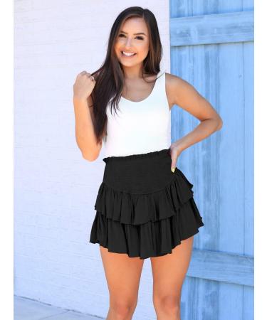 LAEMILIA Women's Floral Print Elastic Waist Flared Mini Skater Skirt - Black - Buy Online on GoSupps.com
