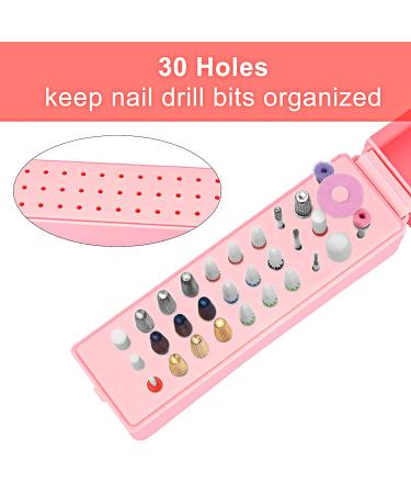 CGEB Nail Drill Bits Holder Stand Organizer - 30 Holes Manicure Tools Container (Pink) - Buy Online on GoSupps.com