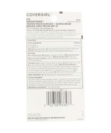 CoverGirl Smoothers Tinted Coverage Fair to Light 805 SPF 21 1.35 oz (Pack of 3) - Buy Online on GoSupps.com