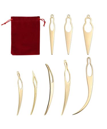 8 Pcs Interlocking Tool for Locs and 1 Storage Velvet Bag Dreadlock Crochet Needle Easy Hair Loc Needle Tools for Dreads Hair Tightening Loc Accessories Interlocks or Sisterlocks Gold