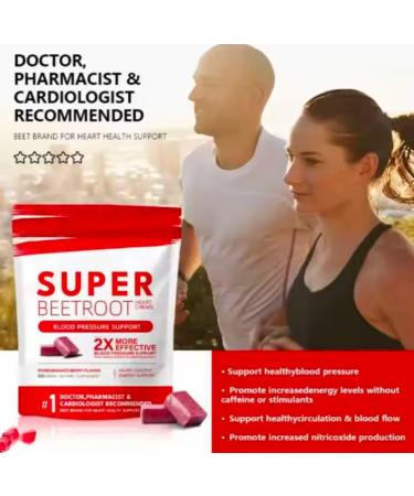 Beet Root Gummies Nitric Oxide and Blood Pressure Support Grape Seed Extract & Non-GMO Beet Root Energy Chew 60 Count - Buy Online on GoSupps.com