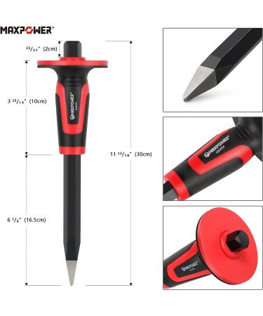 MAXPOWER 3PCS Masonry Chisel Set  11 inch Point Chisel and Flat Chisel  8 inch Brick Chisel  Tile Chisel Concrete Chisel with Thickness Hand Guard - Buy Online on GoSupps.com