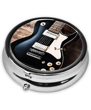 Musical Guitar Mini Round Pill Box | 3 Compartment Travel Pill Organizer | Portable Medicine Case for Home & Office - Buy Online on GoSupps.com