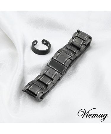 Vicmag Magnetic Bracelet for Men - Three Rows Titanium Steel Magnetic Therapy Bracelet with Adjustable Folding Clasp (Gray) - Buy Online on GoSupps.com