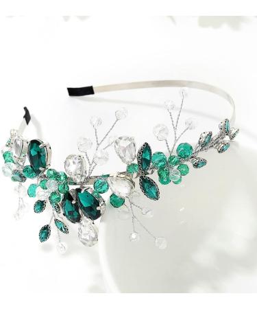 IYOU Baroque Bridal Headband Green Sparkly Crystal Wedding Headpiece Beads Evening Party Prom Hair Piece Accessories for Women - Buy Online on GoSupps.com