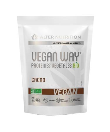 Alter Nutrition - Vegan Way Organic Protein Vegan Whey - Peas And Rice Mix- Rich In Protein - Up to 77% Protein - Made In France 700g (Cocoa)