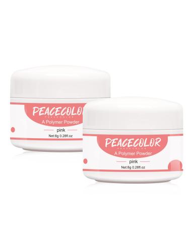 PEACECOLOR 2 x 8g Pink Acrylic Powder for Nail Extension 3D Carving French Nails Acrylic Nails Supplies AC-25