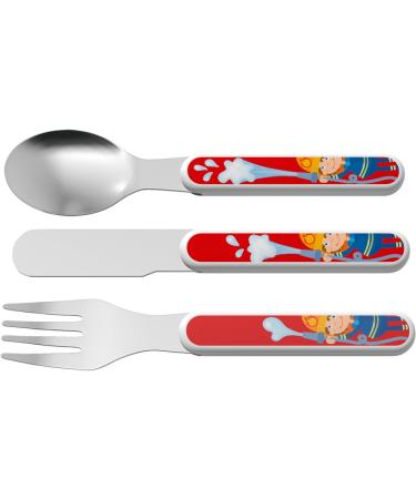 Haba 303688 - cutlery fire brigade children's cutlery made of stainless steel with fire motifs set made of fork knife and spoon dishwasher -safe